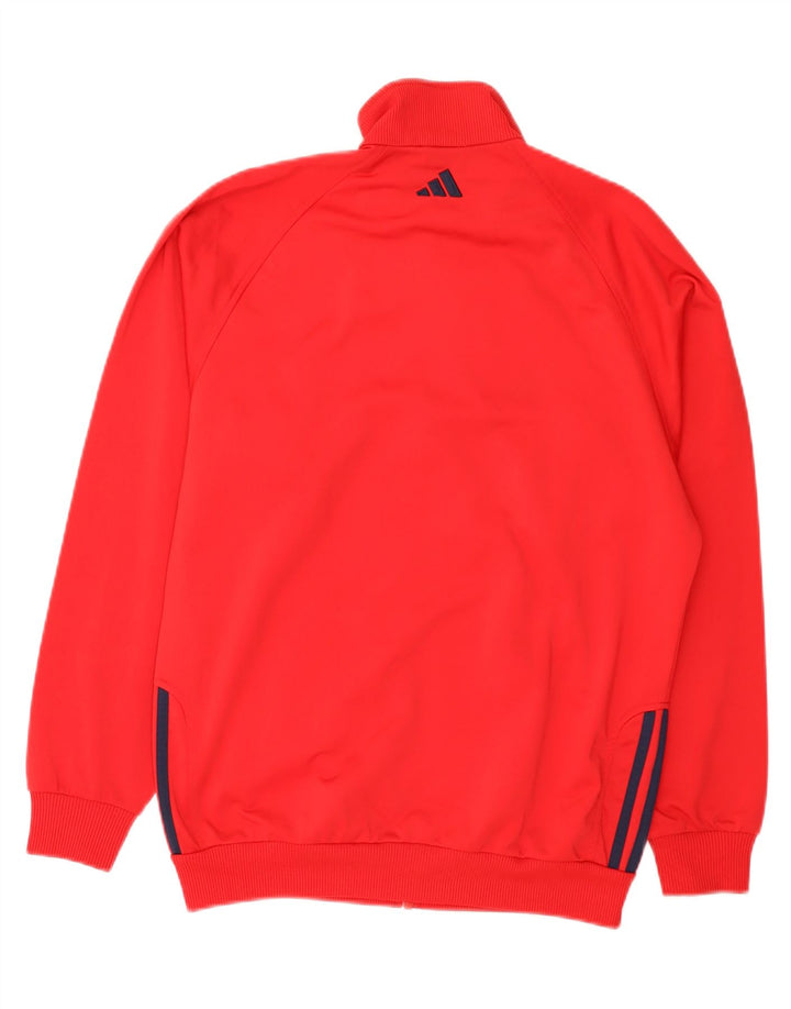 Adidas Boys Tracksuit Top Jacket 15-16 Years Red Polyester