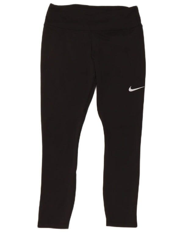Nike Womens Dri Fit Crop Leggings UK 10 Small Black Polyester