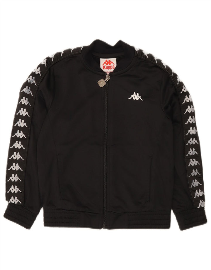 Kappa Boys Graphic Tracksuit Top Jacket 7-8 Years Black Polyester
