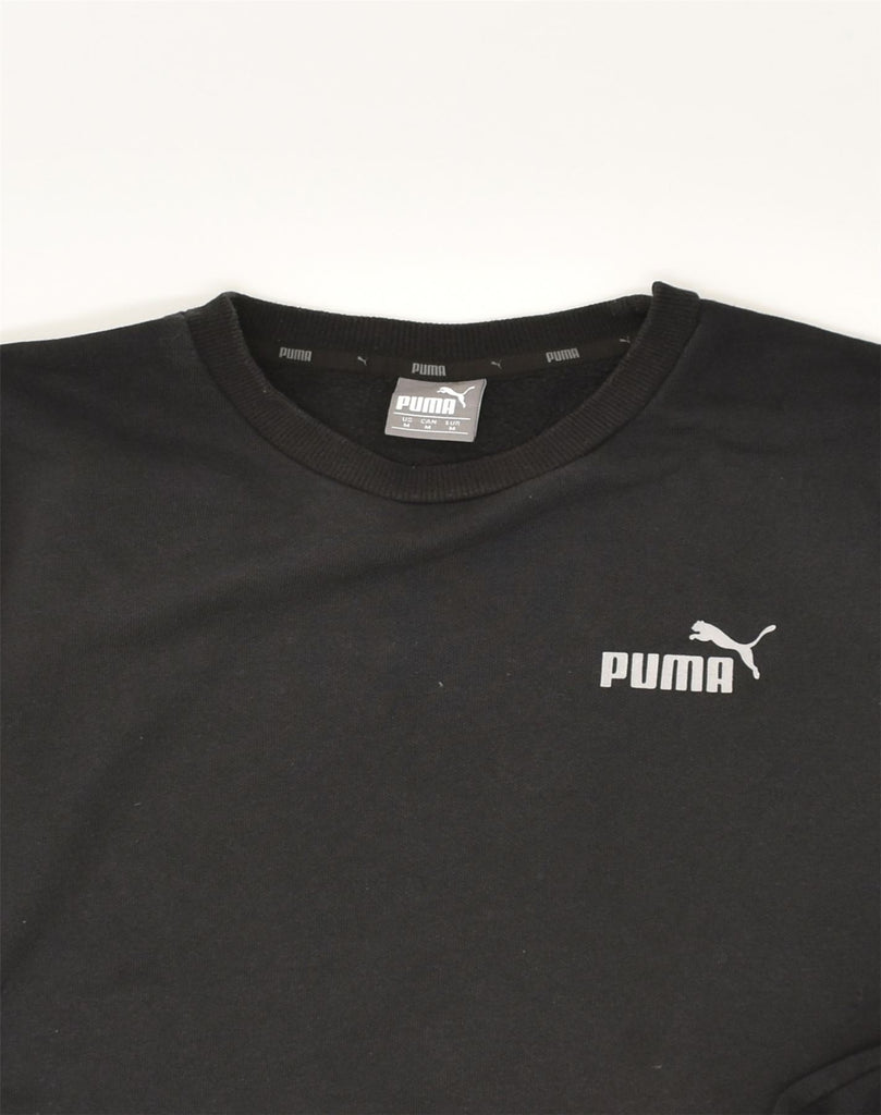 PUMA Womens Sweatshirt Jumper UK 14 Medium Black Cotton | Vintage Puma | Thrift | Second-Hand Puma | Used Clothing | Messina Hembry 