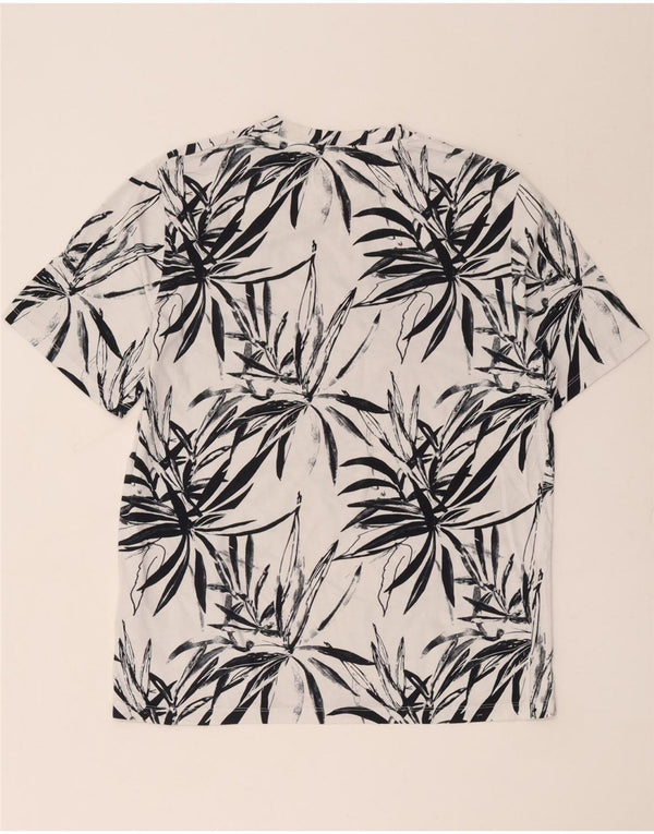 Jack & Jones Mens T-Shirt Top Large White Floral Cotton