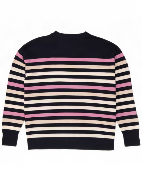 Marks & Spencer Womens Crew Neck Jumper Sweater Medium Navy Blue Striped