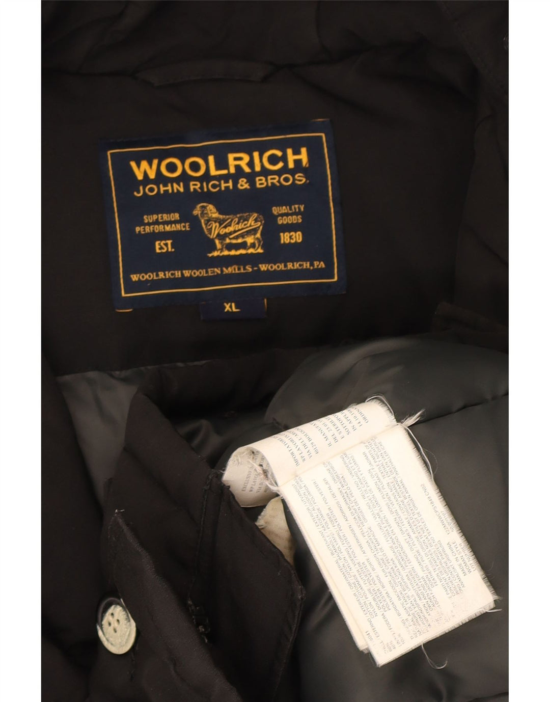 Woolrich Womens Hooded Oversized Padded Jacket UK 18 XL Black Cotton