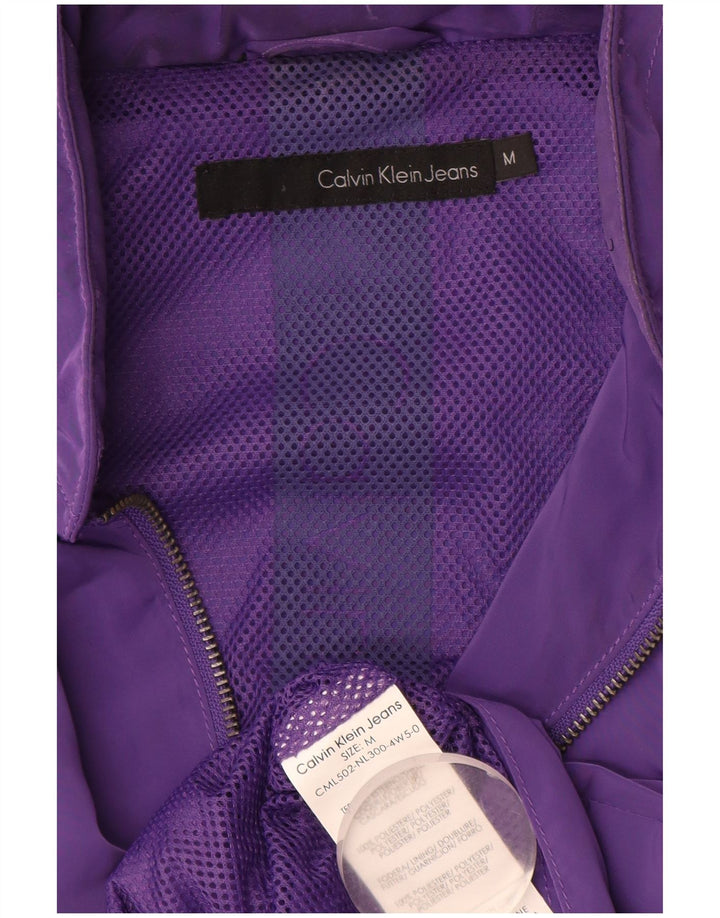 Calvin Klein Jeans Womens Graphic Bomber Jacket UK 14 Medium Purple