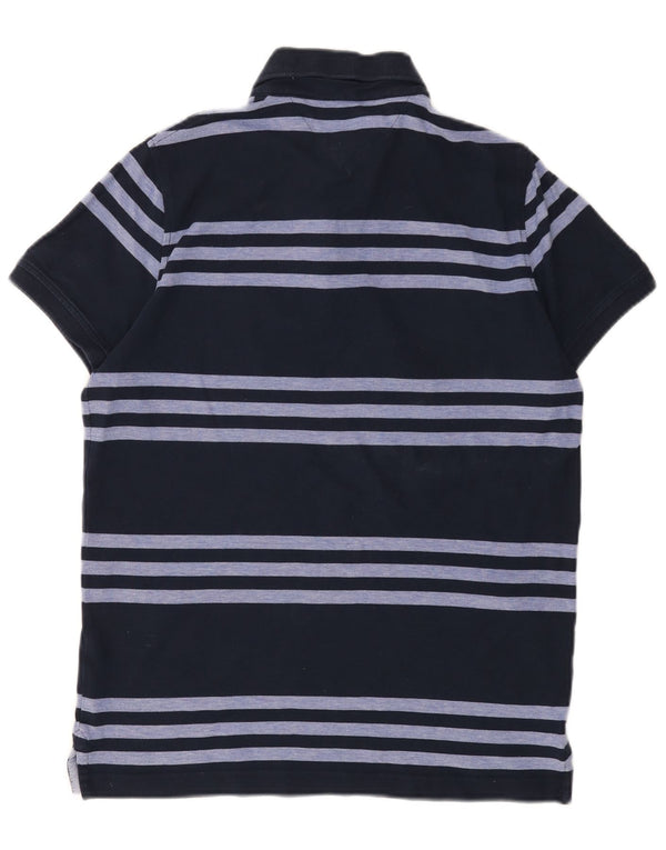 Tommy Hilfiger Mens Polo Shirt Medium Navy Blue Striped Cotton