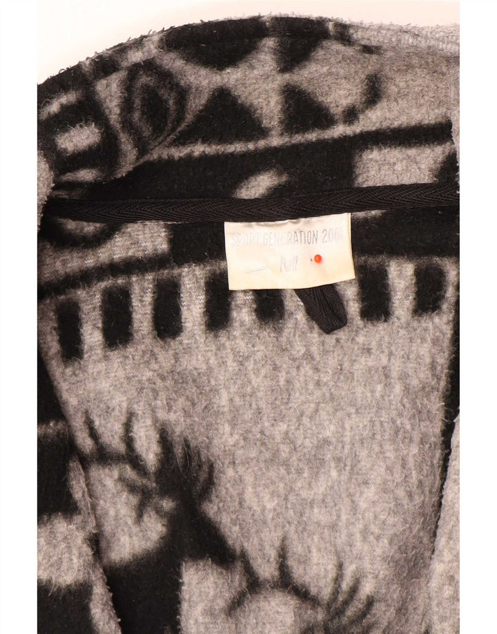 Vintage Mens Fleece Jacket UK 38 Medium Grey Fair Isle