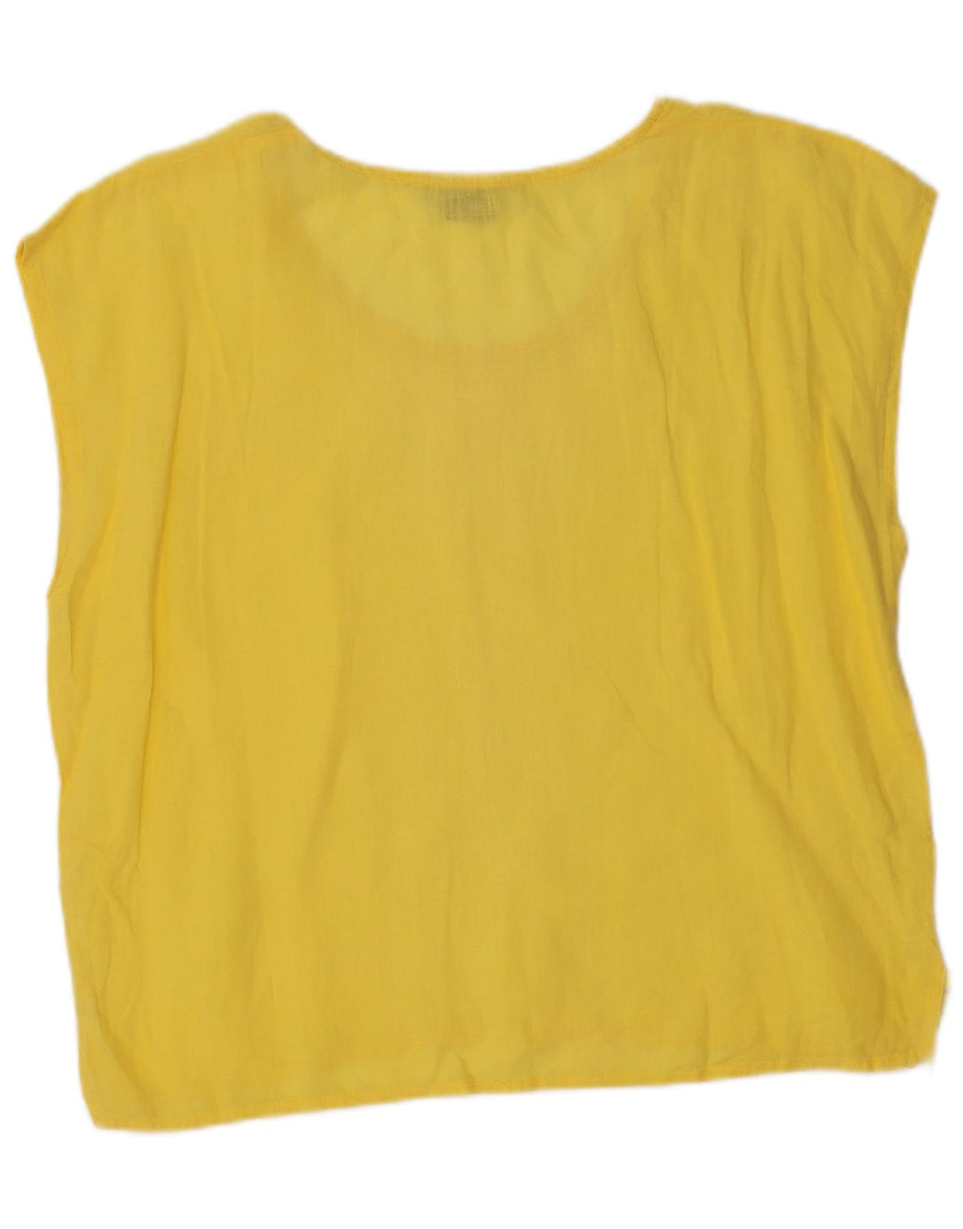 VINTAGE Womens Sleeveless Blouse Top UK 18 XL Yellow Linen