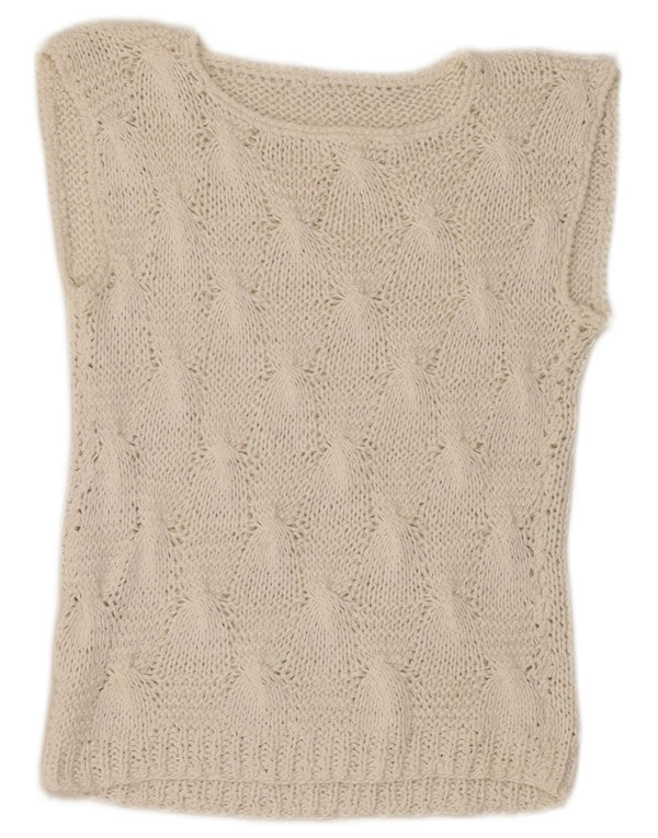 Vintage Womens Crop Vest Tank Top UK 4 XS White