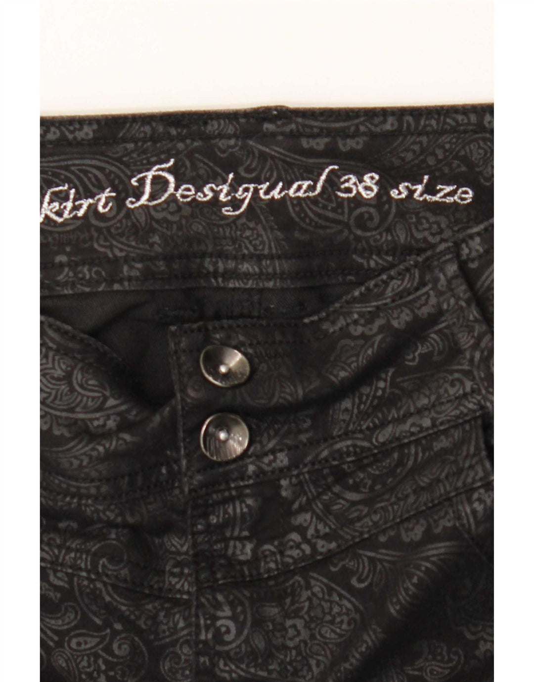 Desigual Womens Pencil Skirt EU 38 Medium W28  Black Paisley