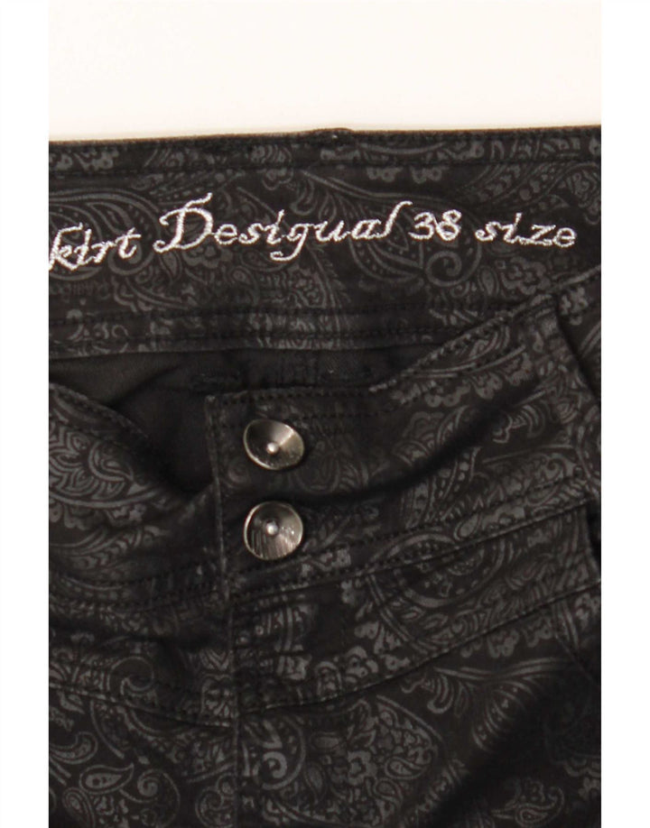 Desigual Womens Pencil Skirt EU 38 Medium W28  Black Paisley