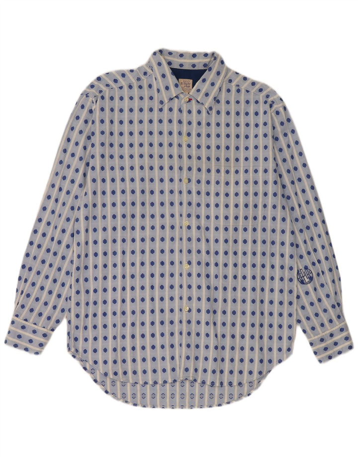 Replay Mens Shirt Large Blue Geometric Cotton