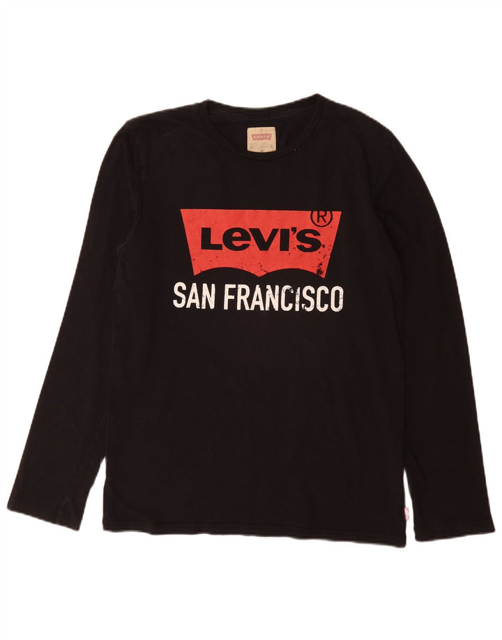 LEVI'S Boys Graphic Top Long Sleeve 15-16 Years Black Cotton
