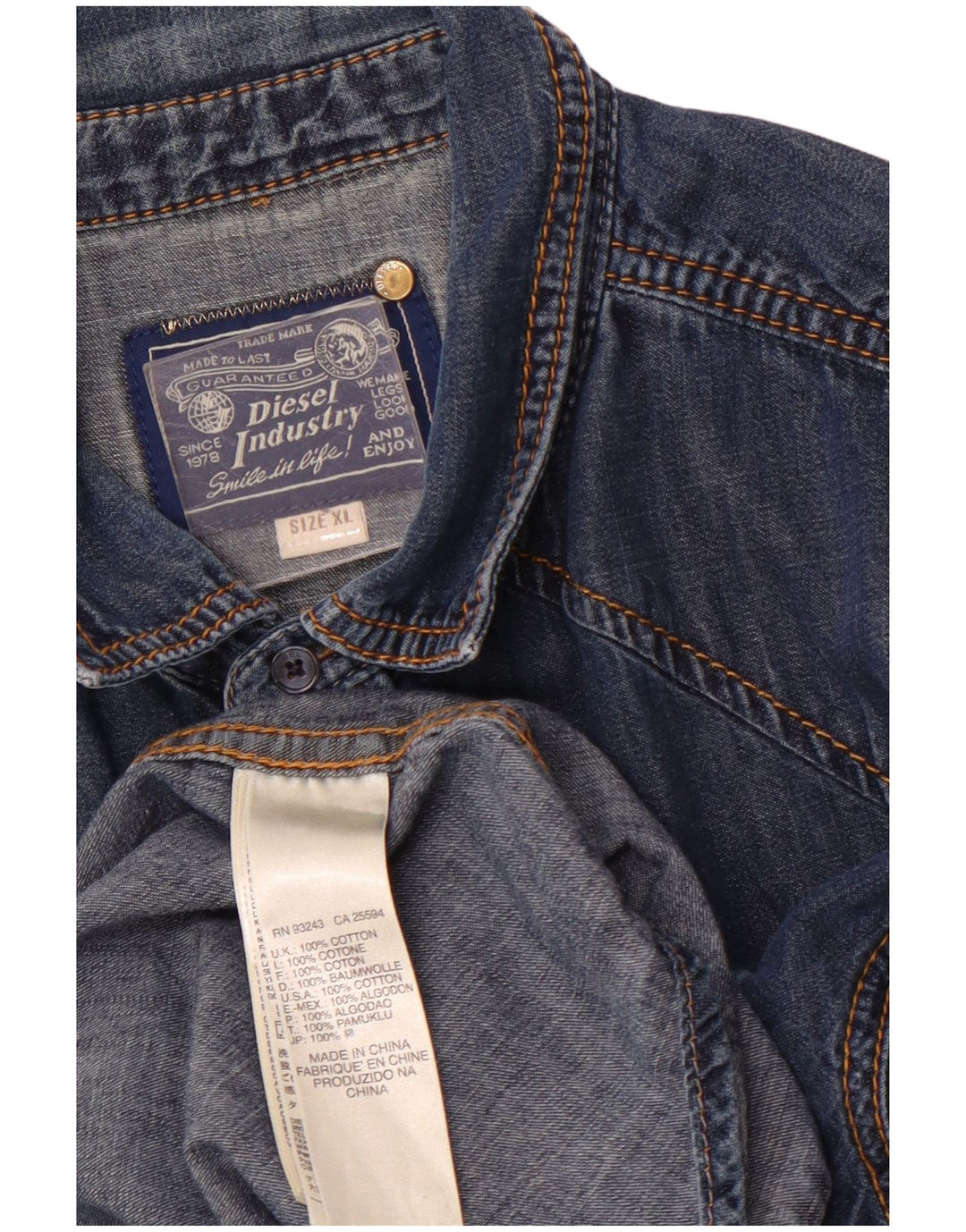 DIESEL Mens Denim Shirt XL Blue Cotton