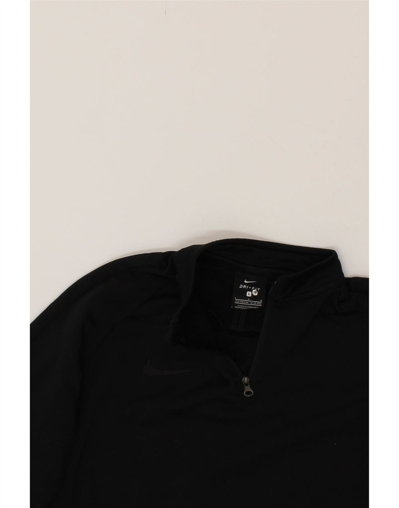 NIKE Boys Dri Fit Zip Neck Top Long Sleeve 12-13 Years Large Black Vintage Nike and Second-Hand Nike from Messina Hembry 