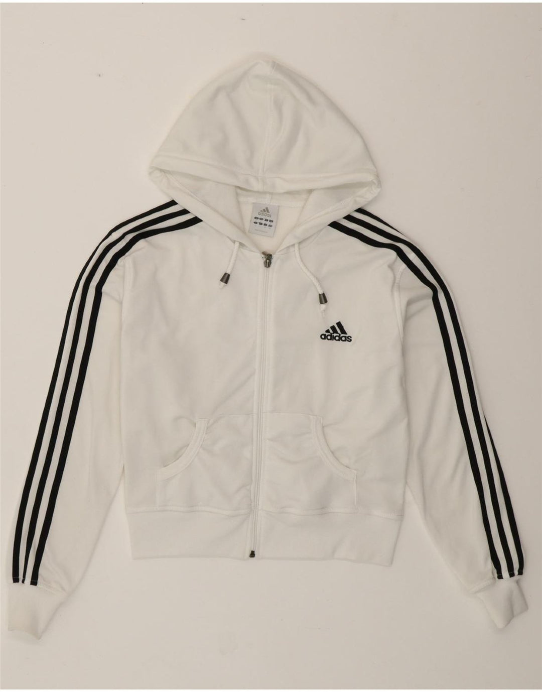 ADIDAS Womens Oversized Zip Hoodie Sweater UK 10 Small White Polyester