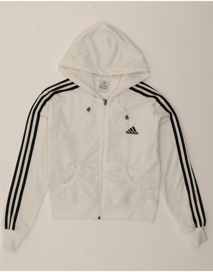 ADIDAS Womens Oversized Zip Hoodie Sweater UK 10 Small White Polyester