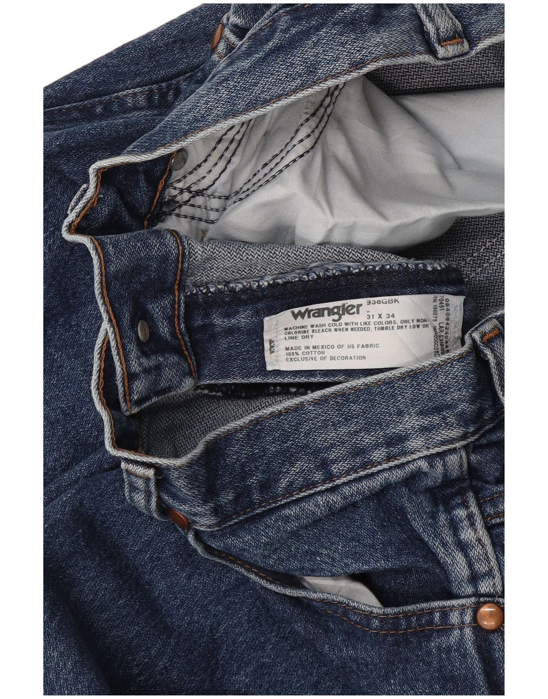 Wrangler Mens Straight Jeans W31 L34 Blue Cotton