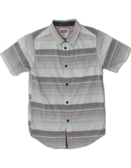 WRANGLER Boys Short Sleeve Shirt 6-7 Years Small Grey Striped Cotton