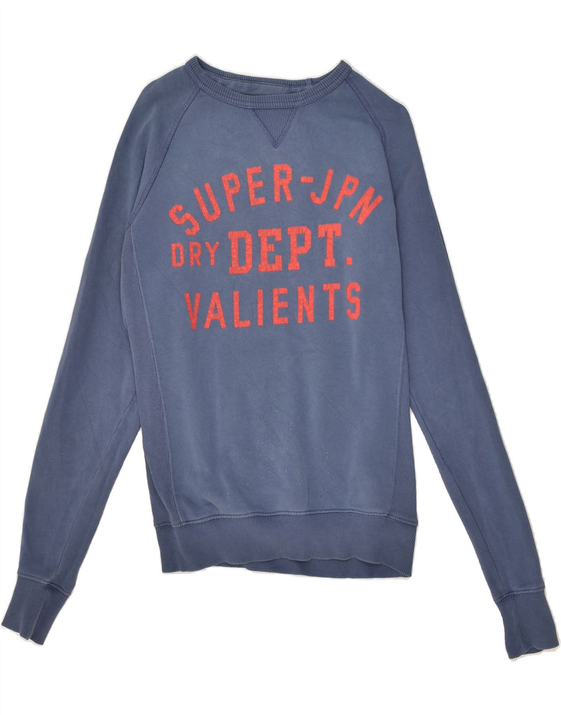 SUPERDRY Mens Graphic Sweatshirt Jumper Small Blue Cotton | Vintage Superdry | Thrift | Second-Hand Superdry | Used Clothing | Messina Hembry 