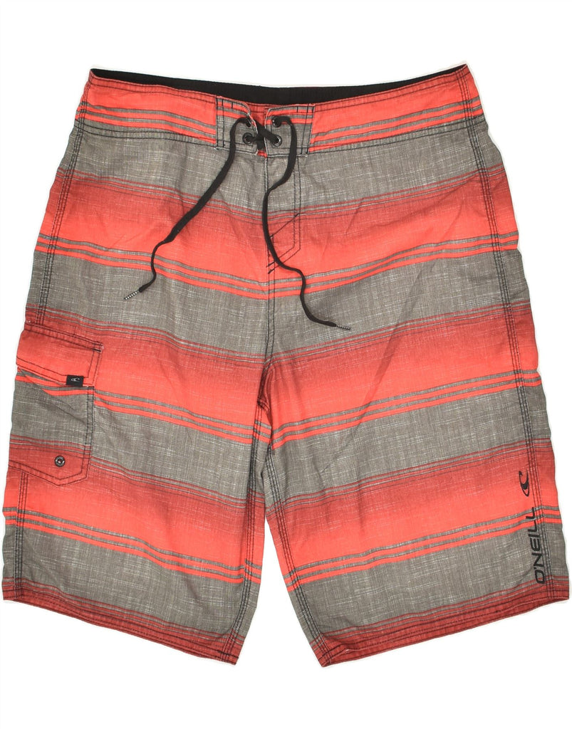O'NEILL Mens Swimming Shorts Large Orange Striped Polyester | Vintage O'Neill | Thrift | Second-Hand O'Neill | Used Clothing | Messina Hembry 