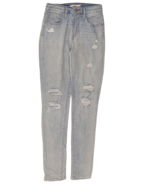 Levi's Womens 721 Distressed High Rise Skinny Jeans W27 L30 Blue Cotton
