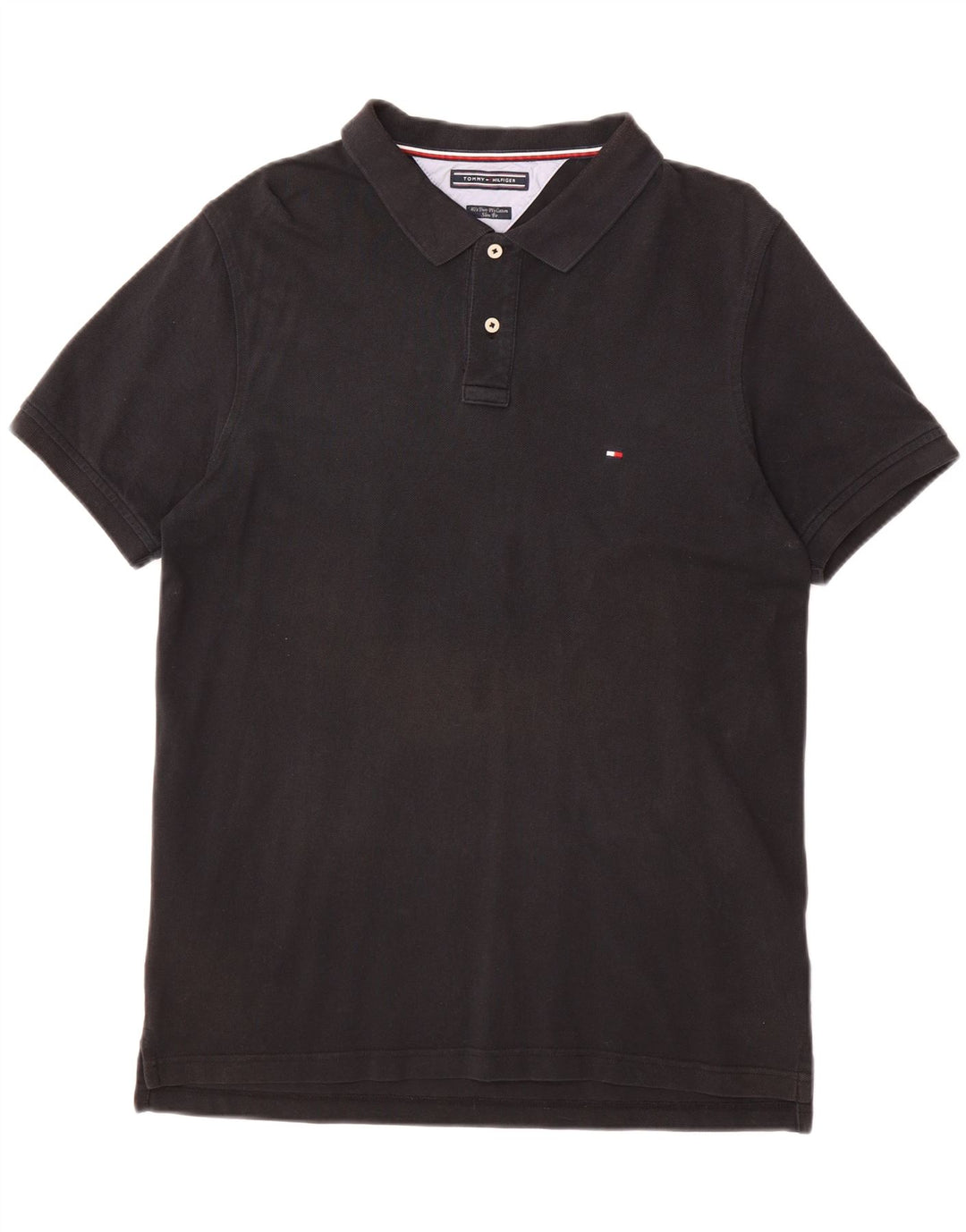TOMMY HILFIGER Mens Slim Fit Polo Shirt Medium Black Cotton Vintage Tommy Hilfiger and Second-Hand Tommy Hilfiger from Messina Hembry 