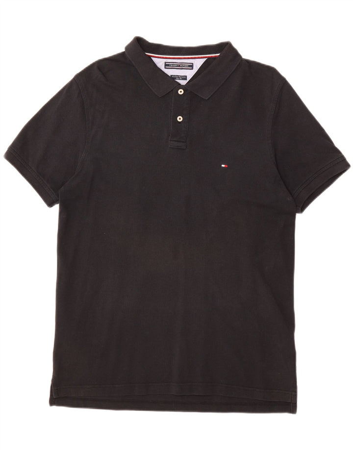 TOMMY HILFIGER Mens Slim Fit Polo Shirt Medium Black Cotton Vintage Tommy Hilfiger and Second-Hand Tommy Hilfiger from Messina Hembry 