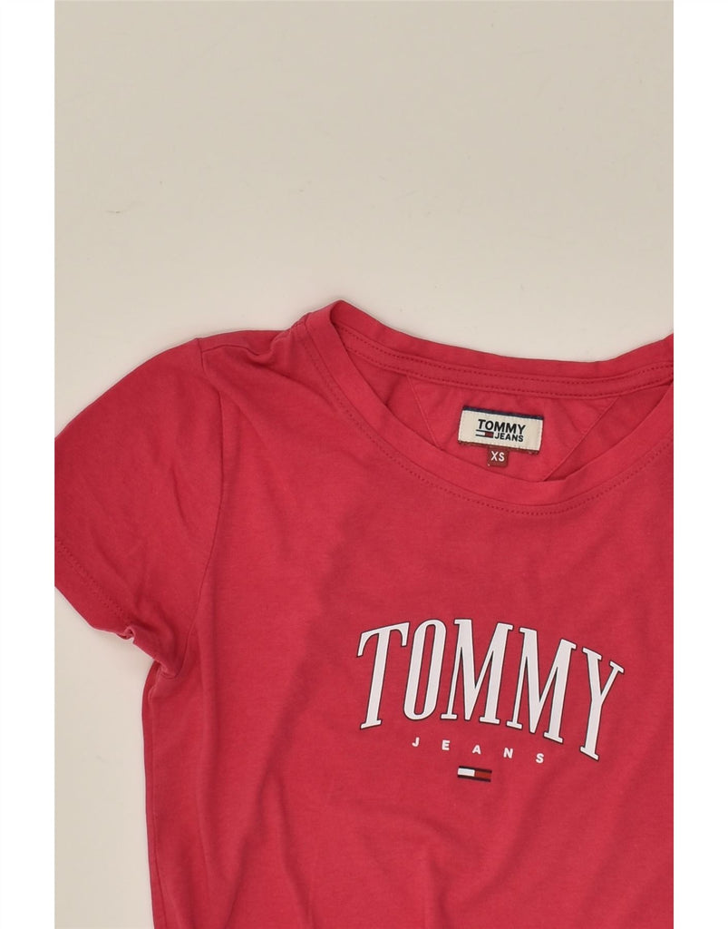 TOMMY HILFIGER Womens Graphic T-Shirt Top UK 6 XS Red | Vintage Tommy Hilfiger | Thrift | Second-Hand Tommy Hilfiger | Used Clothing | Messina Hembry 