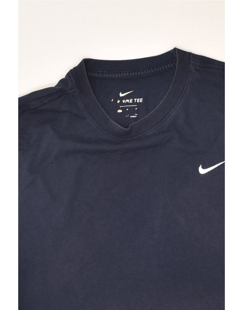 NIKE Mens T-Shirt Top Medium Navy Blue Cotton | Vintage Nike | Thrift | Second-Hand Nike | Used Clothing | Messina Hembry 