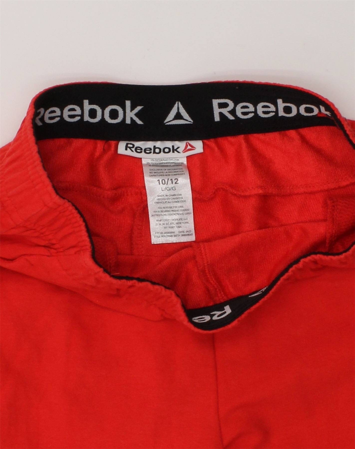 REEBOK Pantaloni da tuta con grafica da ragazzo Joggers 10 11 anni Large Rosso