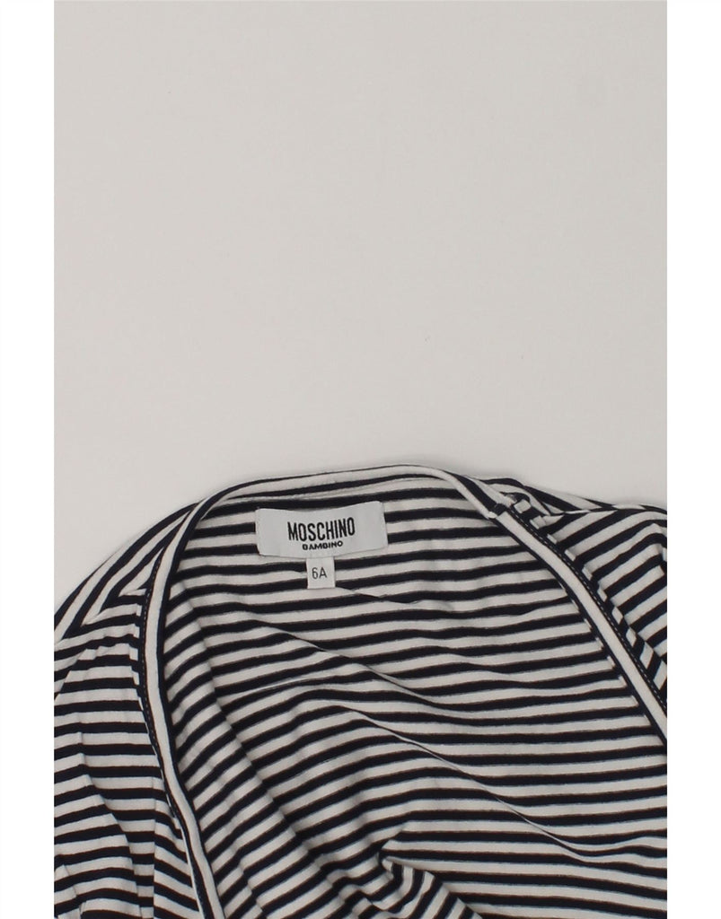 MOSCHINO Girls Cardigan Top 5-6 Years Black Striped Viscose | Vintage Moschino | Thrift | Second-Hand Moschino | Used Clothing | Messina Hembry 