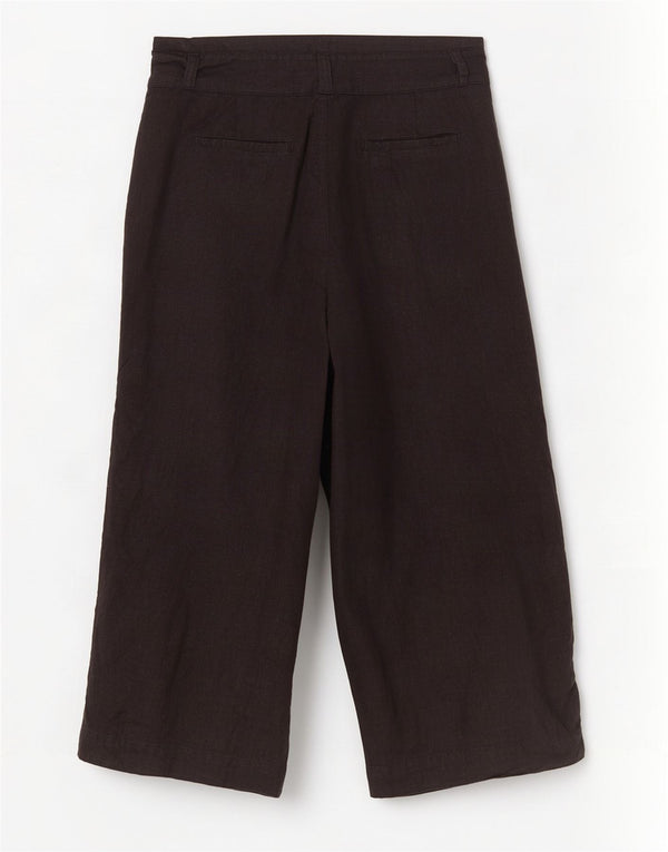 Fat Face Womens Capri Trousers UK 14 Large W34 L23 Black Linen