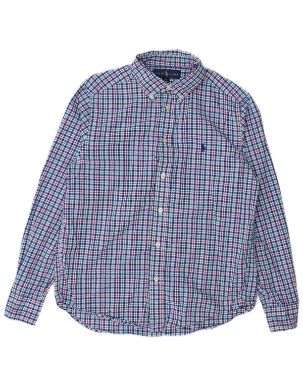 Ralph Lauren Boys Shirt 13-14 Years Blue Gingham Cotton