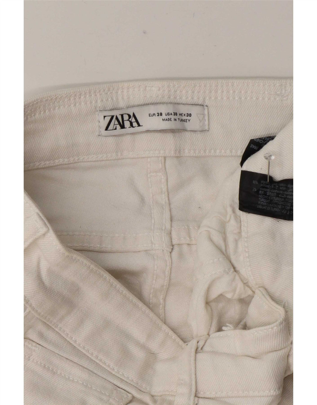 Zara Mens Distressed Slim Jeans EU 38 Small W30 L27 White Cotton