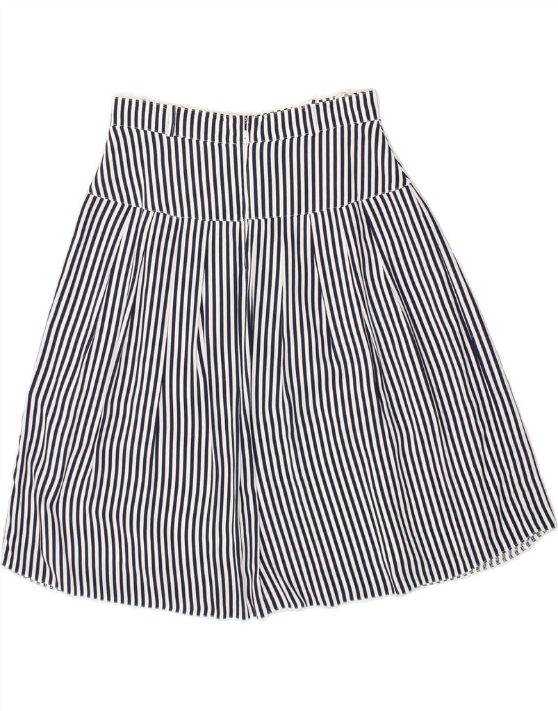 VINTAGE Womens High Waist A-Line Skirt UK 16 Large W28 Navy Blue Striped Vintage Vintage and Second-Hand Vintage from Messina Hembry 