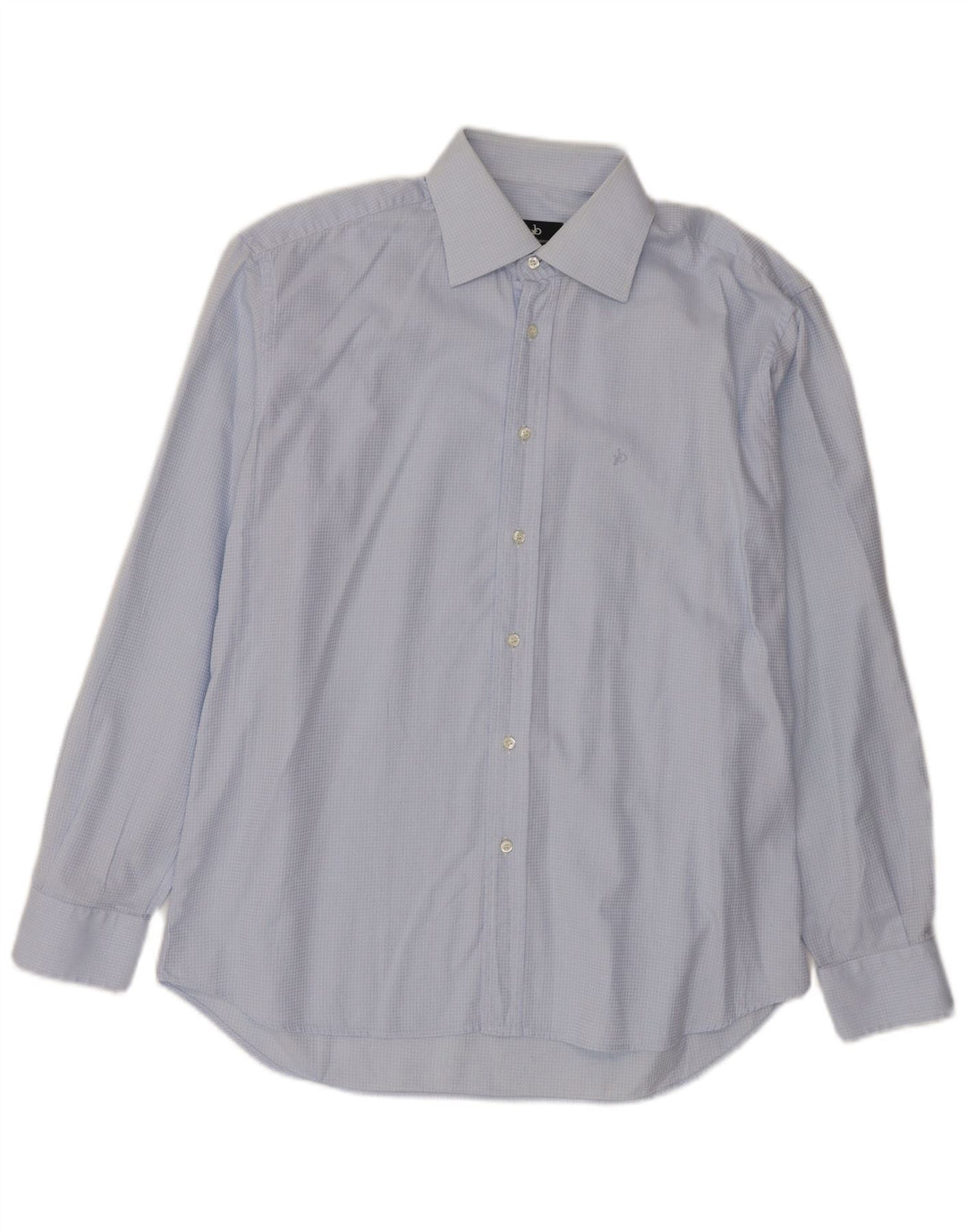Roccobarocco Mens Shirt Size 41 16 Large Blue Spotted Cotton