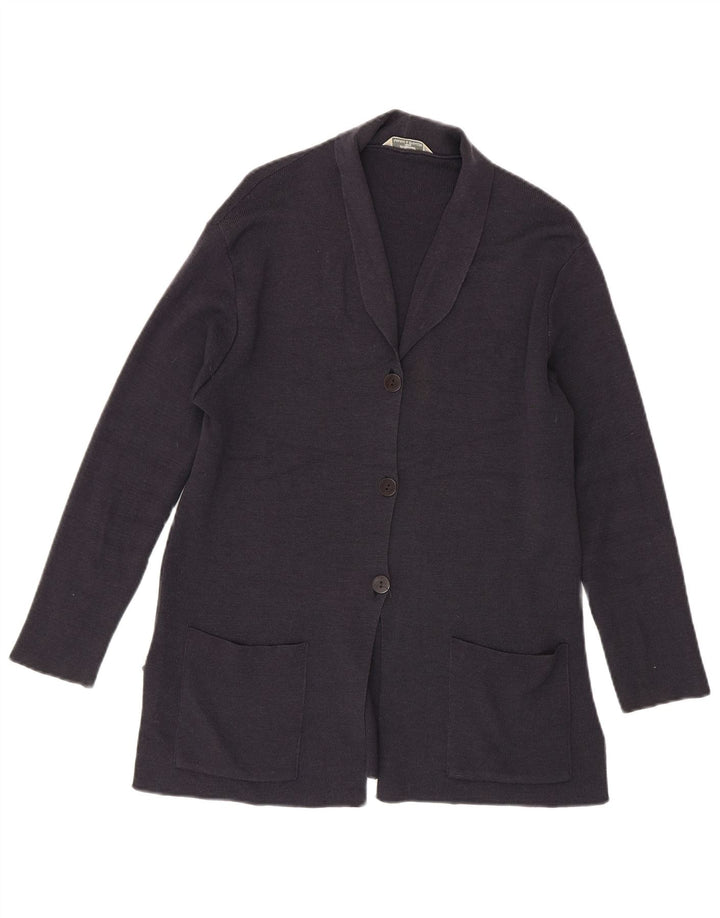 Marks & Spencer Womens Oversized Cardigan Sweater UK 10 Small Purple Wool
