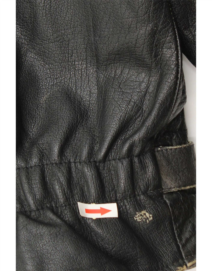 Vintage Mens Leather Biker Jacket UK 36 Small Black Leather