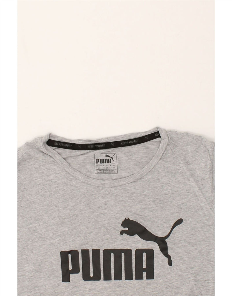 PUMA Womens Graphic T-Shirt Top UK 14 Medium Grey Cotton | Vintage Puma | Thrift | Second-Hand Puma | Used Clothing | Messina Hembry 