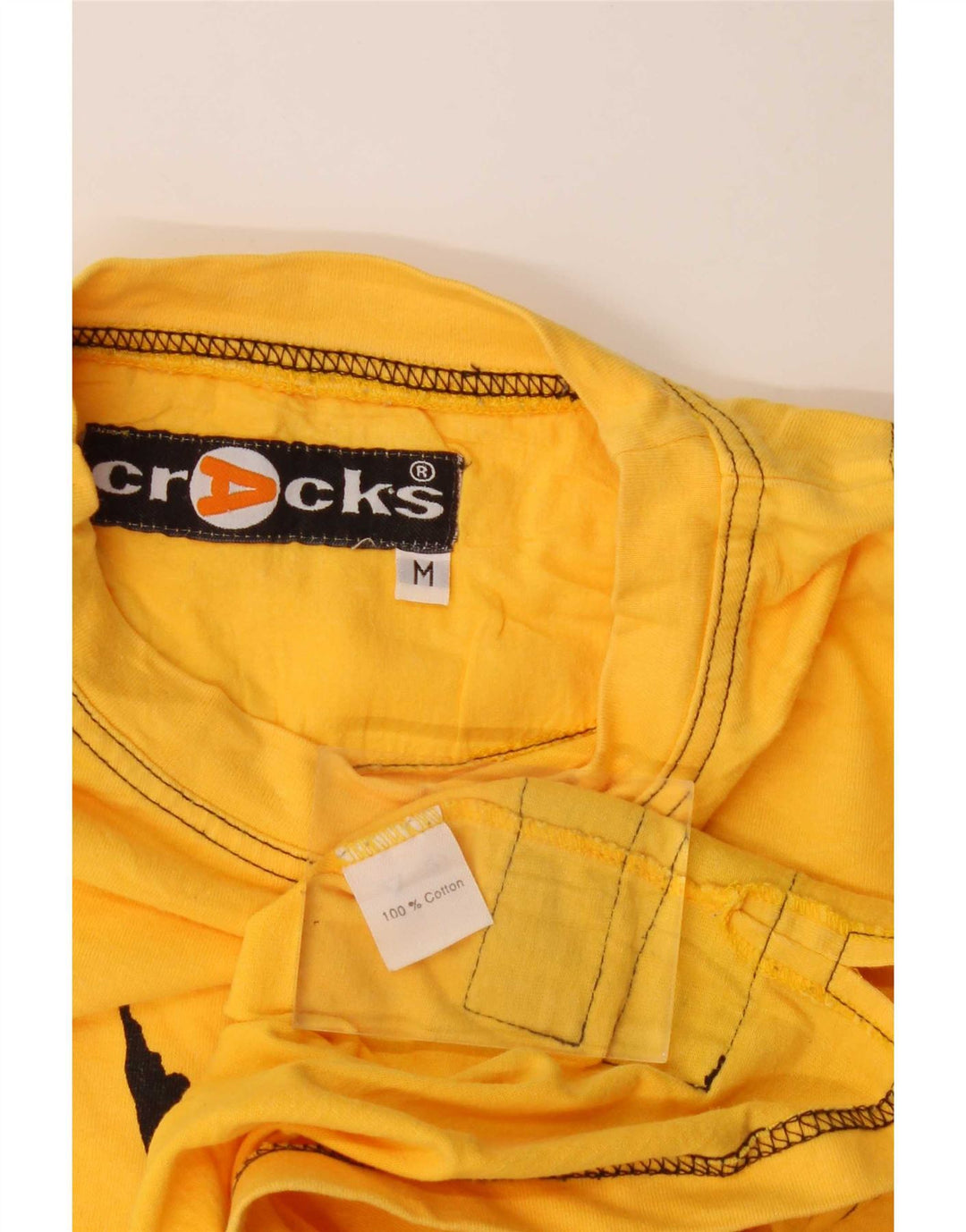 Vintage Mens Graphic Top Long Sleeve Medium Yellow Colourblock Cotton