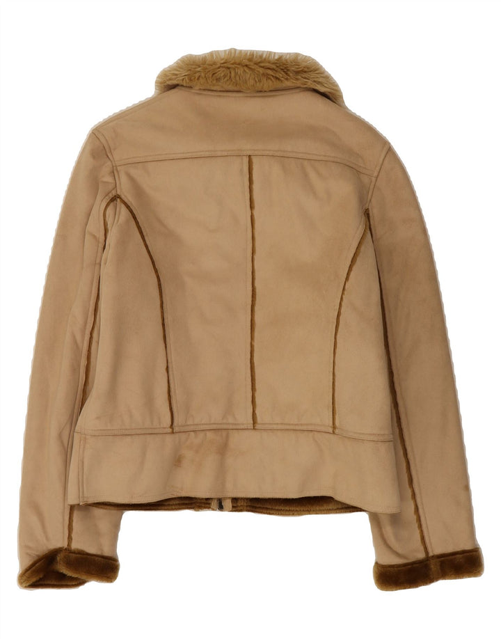 SASHA Womens Sherpa Jacket UK 12 Medium Beige Polyester Vintage Sasha and Second-Hand Sasha from Messina Hembry 