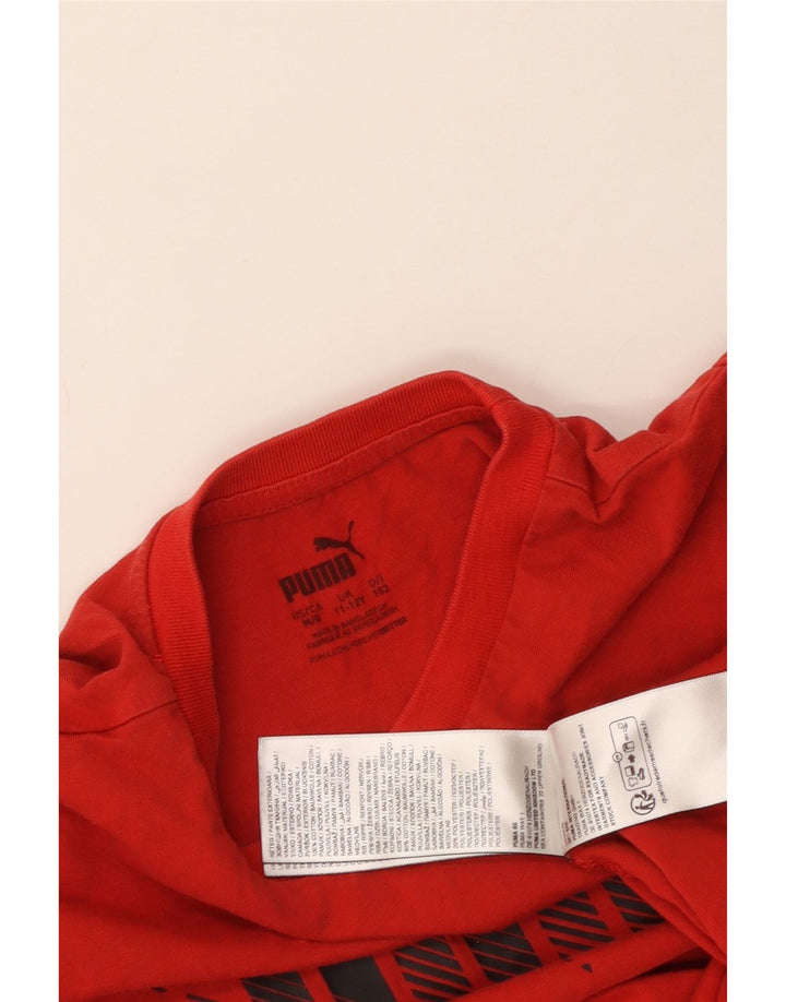 Puma Boys Graphic T-Shirt Top 11-12 Years Red Cotton