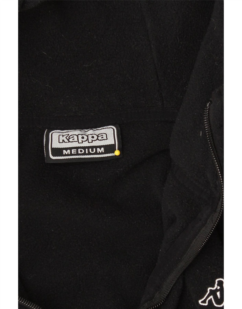 KAPPA Womens Graphic Zip Neck Fleece Jumper UK 14 Medium Black Polyester Vintage Kappa and Second-Hand Kappa from Messina Hembry 