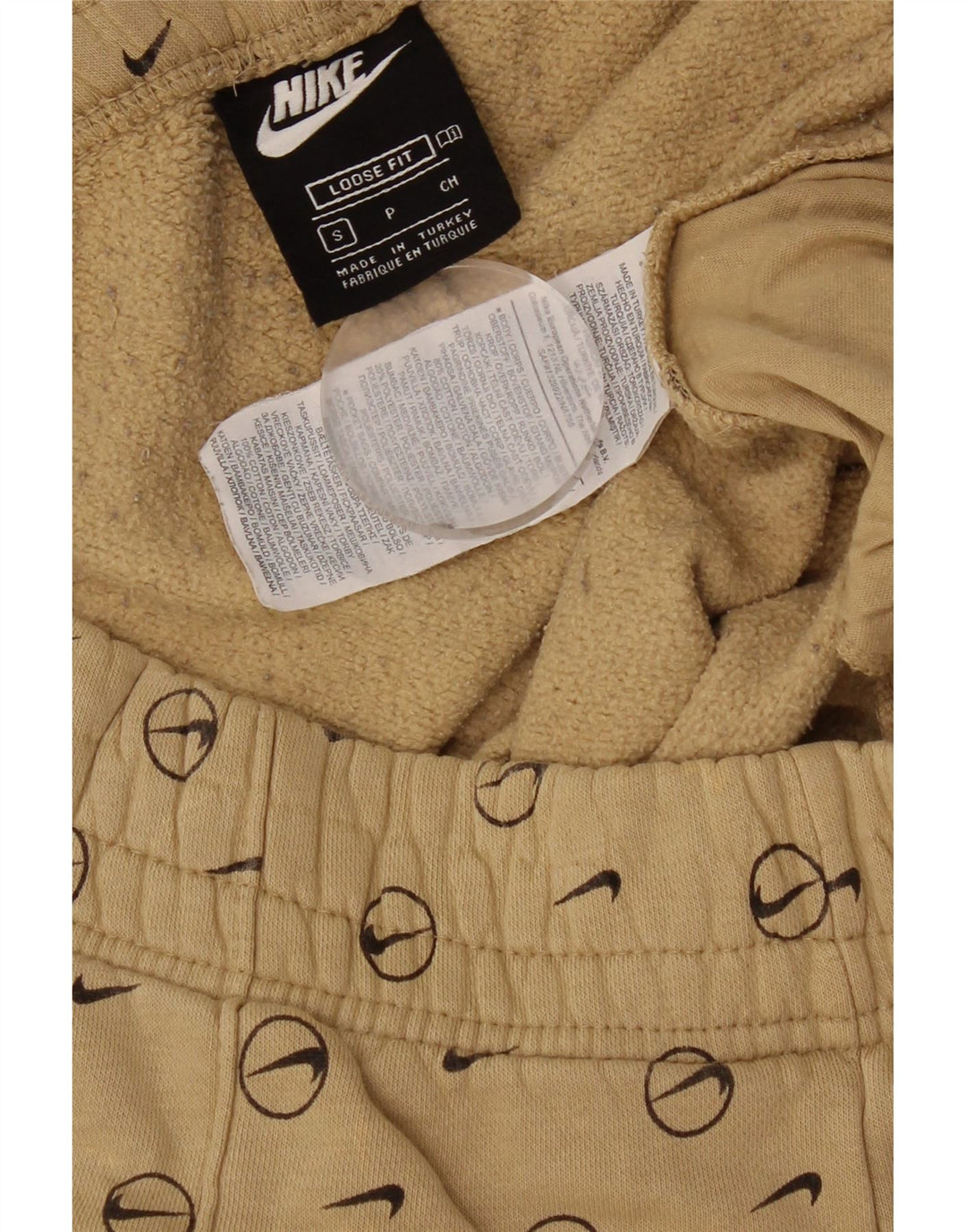 Nike Mens Graphic Tracksuit Trousers Joggers Small Beige Geometric