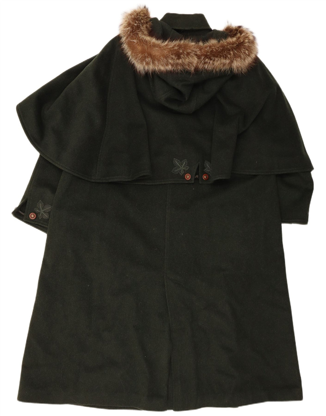 MOESSMER Womens Oversized Hooded Capelet Overcoat IT 42 Medium Green Wool