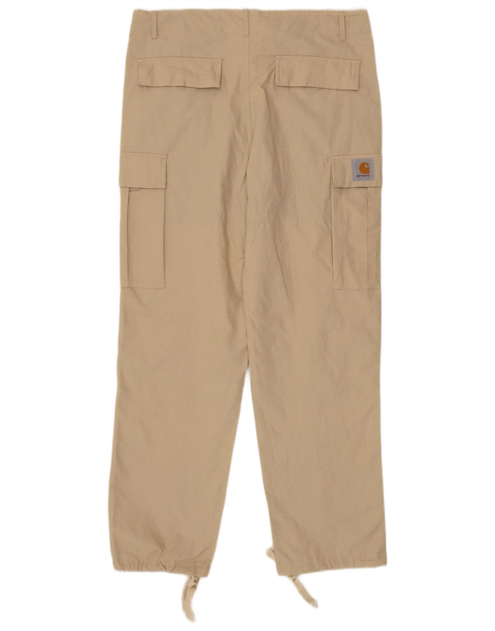 Carhartt Mens Straight Cargo Trousers Medium W34 L29 Beige Cotton