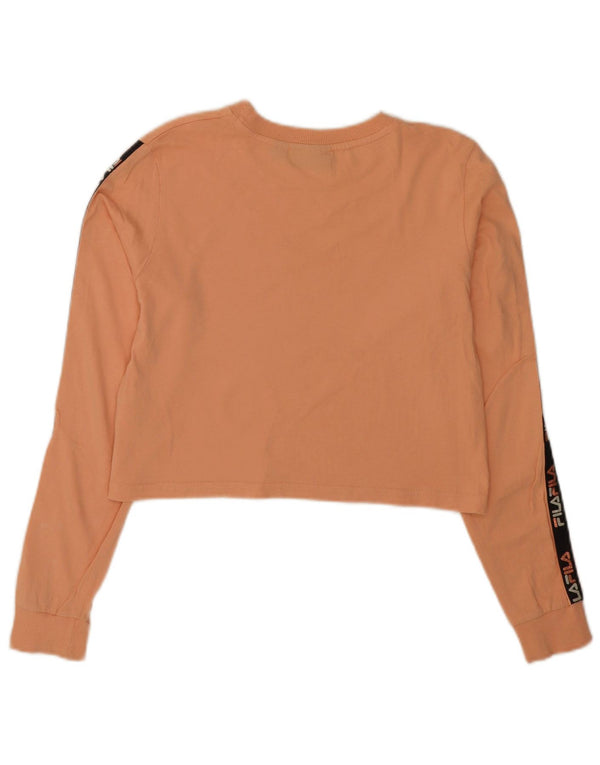 Fila Womens Crop Graphic Top Long Sleeve UK 8 Small Pink Cotton Sports