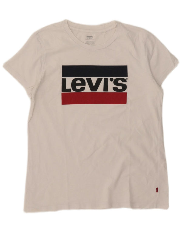 Levi's Womens Graphic T-Shirt Top UK 14 Medium White