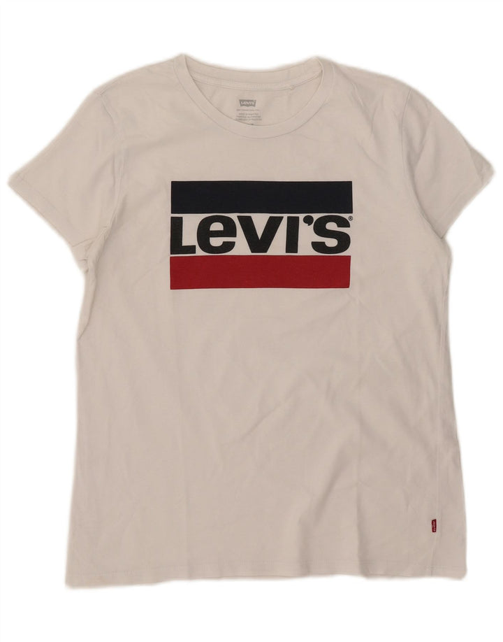 Levi's Womens Graphic T-Shirt Top UK 14 Medium White