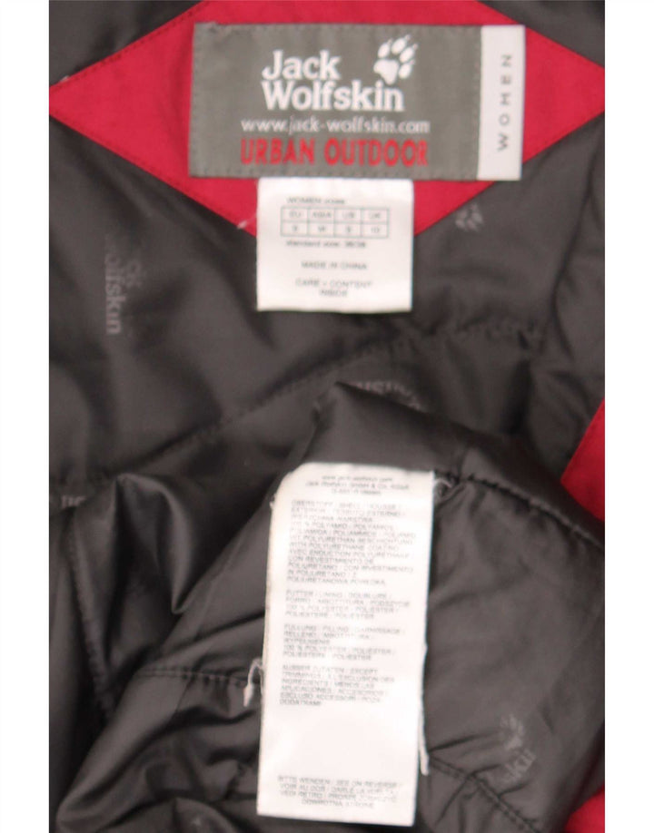 Jack Wolfskin Womens Hooded Windbreaker Coat UK 10 Small Red Polyester